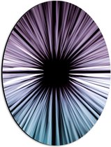 Dibond Ovaal - Abstracte Strepen in Paars en Blauw tegen Zwart Doek - 30x40 cm Foto op Ovaal (Met Ophangsysteem)