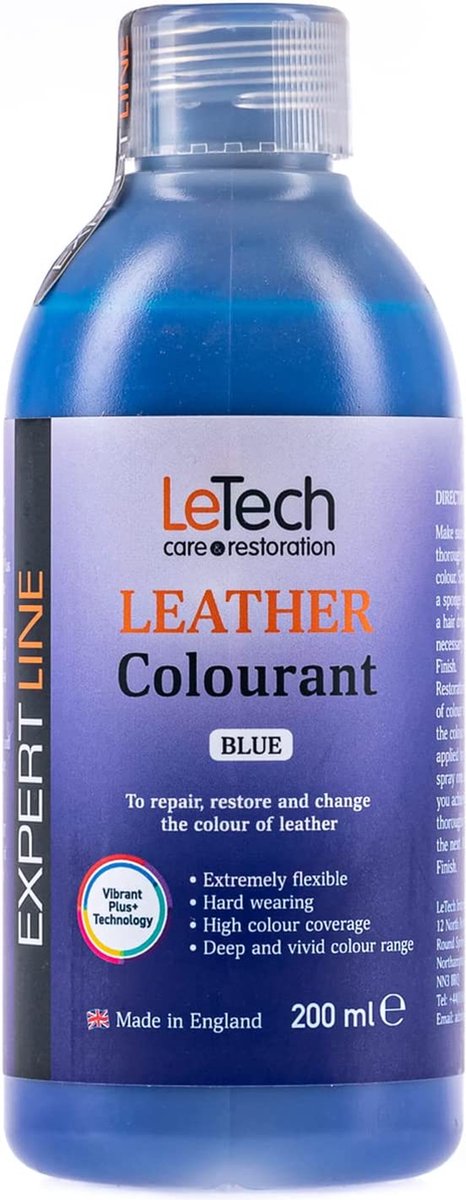 LeTech Leather Colorant ORANGE - ROYAL BLUE - BLAUW (100ml) - leerverf - lederverf - sneakerverf