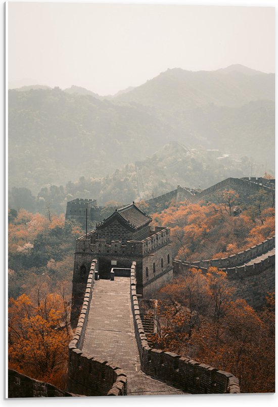 PVC Schuimplaat- Bovenaanzicht van Chinese Muur in Herfst - 40x60 cm Foto op PVC Schuimplaat