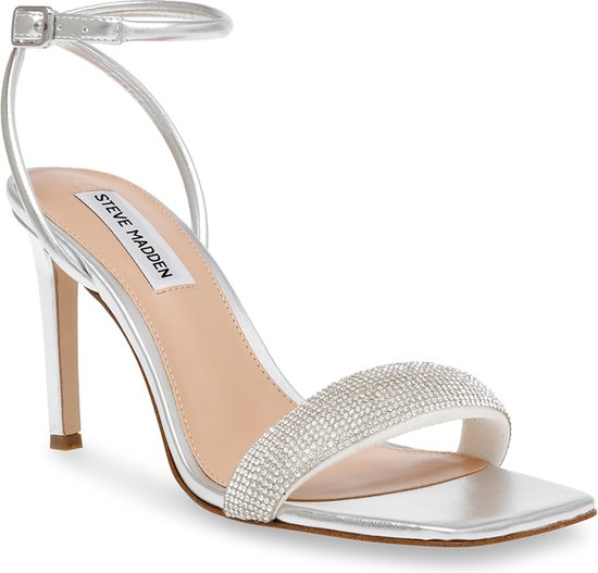 Sandales Talons Hauts Steve Madden Noir Cuir Avec Bride Cheville - Pointure 8.5 US, Occasion Très Bon état