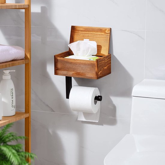 Support de papier toilette avec étagère lingettes Distributeur