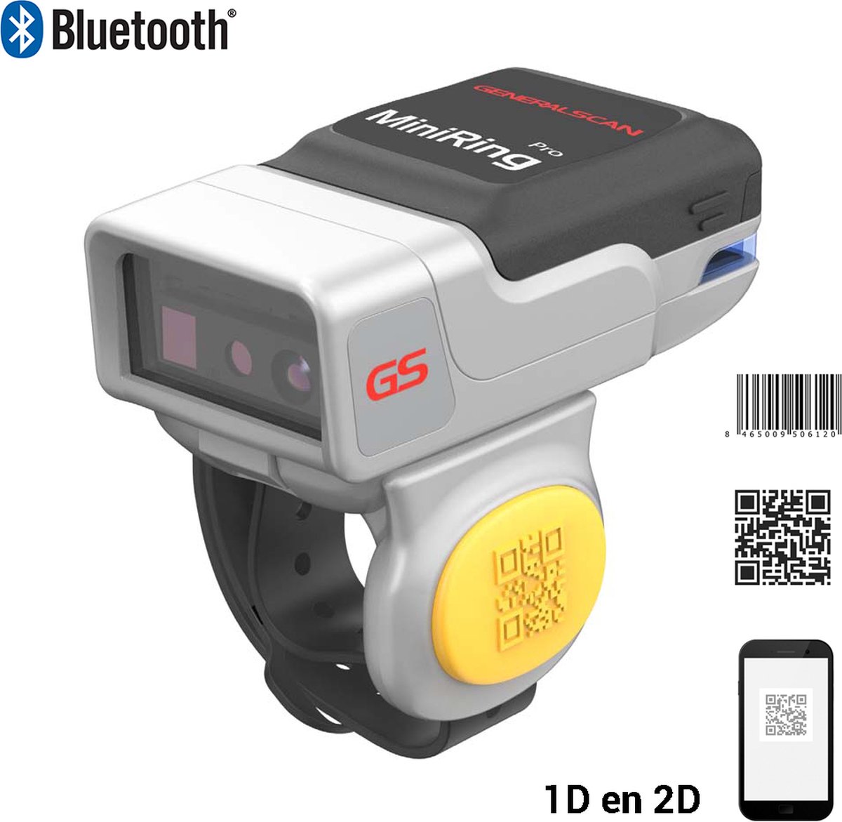 Generalscan GS R3521 - Bluetooth Barcode scanner - Ringscanner - 2D-barcodes - Handscanner