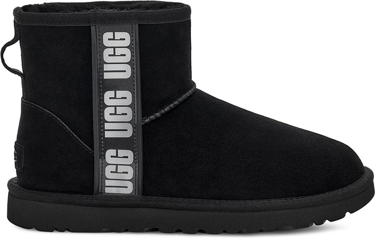 Ugg Klassieke Mini Side Logo Enkellaarzen Black Dames