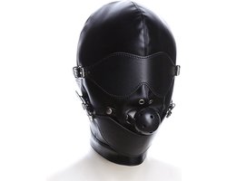 Smooth Leatherlook SM Fetish Gagball Masker Zwart - Spannend voor koppels - Masker - Sex speeltjes - Sex toys - SM toys - Erotiek - Bondage - Sexspelletjes voor mannen en vrouwen – Seksspeeltjes - SM masker - Fetish masker - Gagmask - Bondage masker