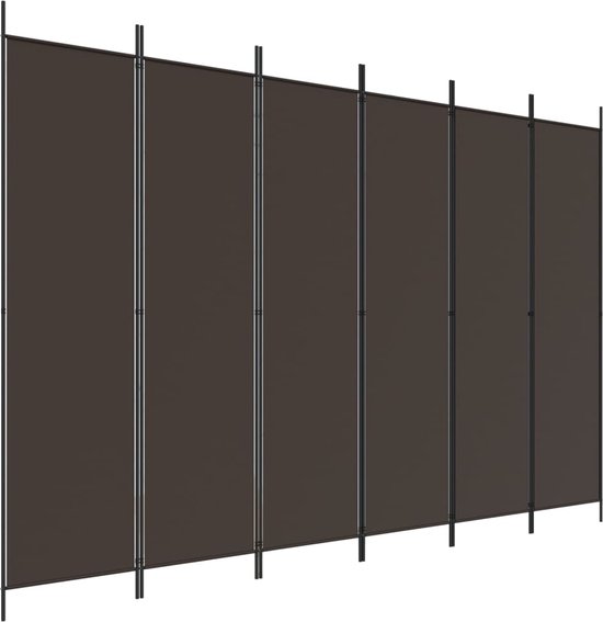 vidaXL - Kamerscherm - met - 6 - panelen - 300x200 - cm - stof - bruin