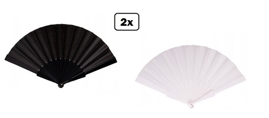 2x Éventail noir et blanc - Carnaval défilé fête à thème festival décoration accessoires de déguisement amusants