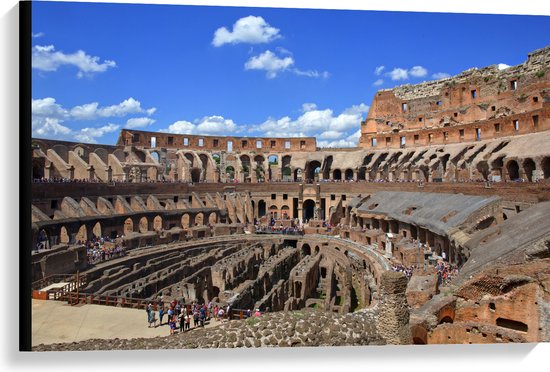 Canvas - Binnenkant van het Colesseum in Rome, Italië - 90x60 cm Foto op Canvas Schilderij (Wanddecoratie op Canvas)