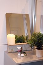 Spiegel Met Plank - 50 cm - Hout - Badkamerspiegel - Natuurlijk