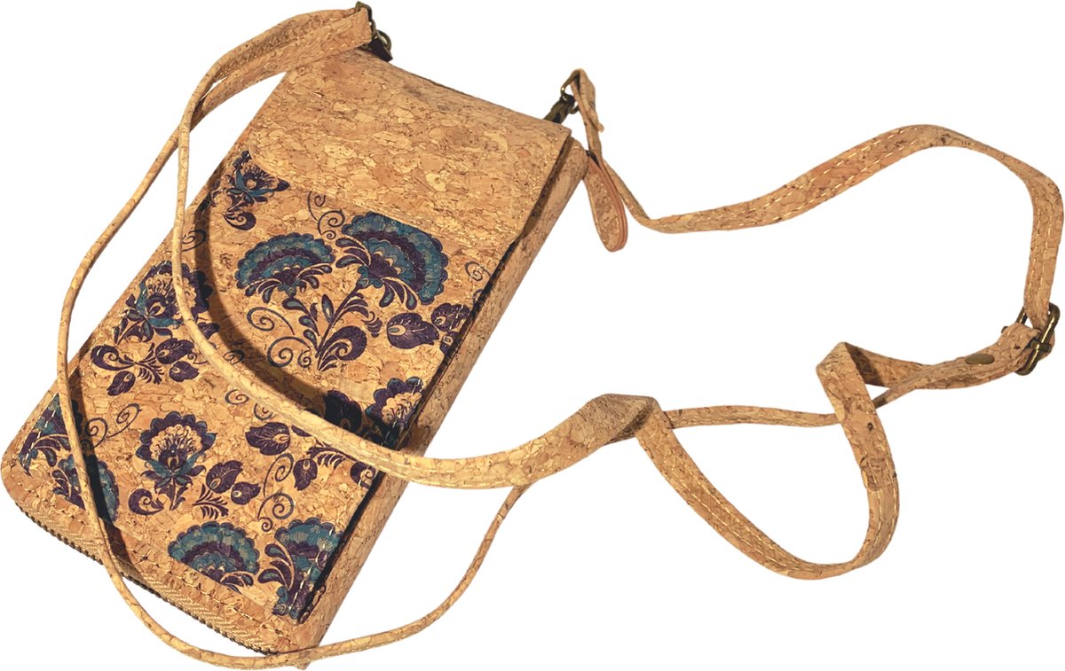 green-goose® Kurk Telefoontasje Portemonnee | Delfs Blauw | 19x11x4 cm | Duurzaam Biologisch Afbreekbaar | Handgemaakt in Portugal