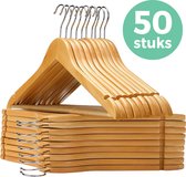 Cintres LifeGoods - Avec rail pour pantalon - Bois dur - Natural - 50 pièces