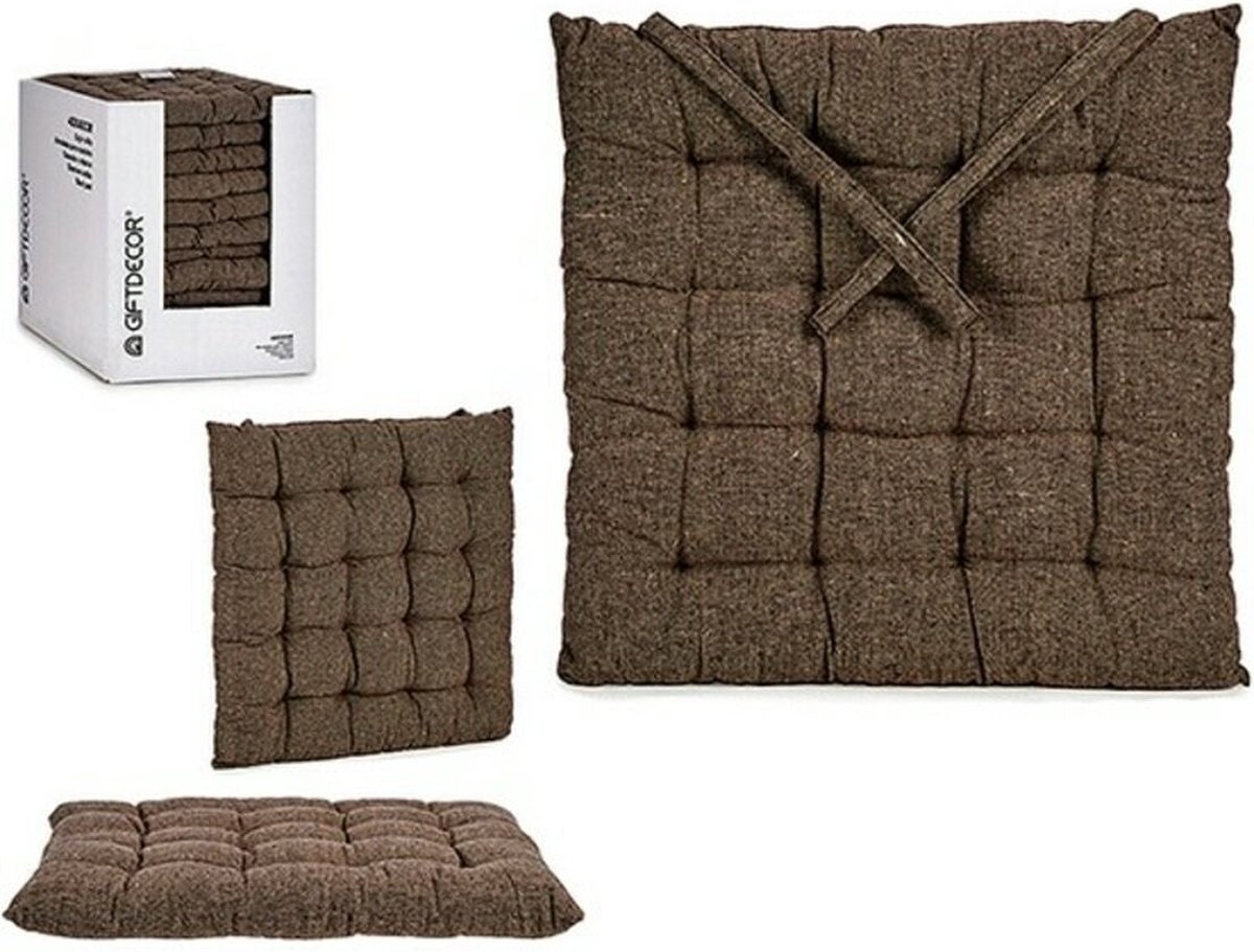 Giftdecor Stoelkussen Decorama - binnen/buiten - bruin - 40 x 40 x 5 cm - polyester