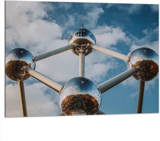 Dibond - Atomium in Brussel, België - 100x75 cm Foto op Aluminium (Met Ophangsysteem)