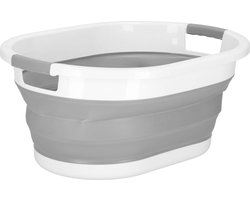 Springos Wasmand - Opvouwbare Wasmand - Ovaal - 39L - Grijs/Wit