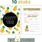Uitnodigingen kinderfeestje - 10 stuks - uitnodigen feestje ananas - uitnodiging kinderfeestje - uitnodigingen meisjes - zomer