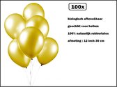 100x Luxe Ballon pearl geel 30cm - biologisch afbreekbaar - Festival feest party verjaardag landen helium lucht thema