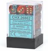 Afbeelding van het spelletje Chessex 36 x D6 Set Gemini 12mm - Red-Teal/Gold