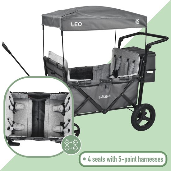 FableKids LEO X4Plus Opvouwbare wagen met dak Fossil Grey van FableKids — afbeelding 5