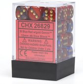 Set de dés Chessex Gemini Blue - Red/gold D6 12mm (36 pièces)