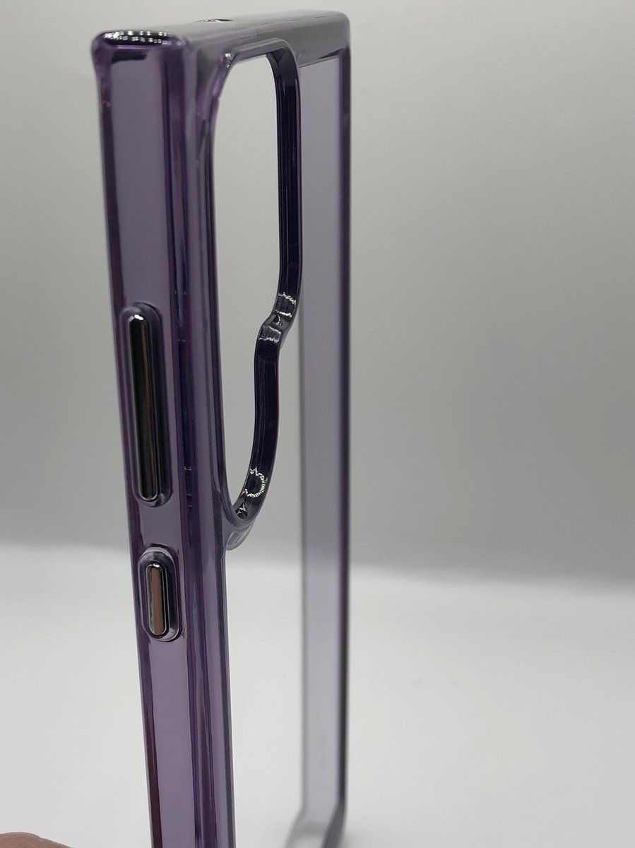 Premium Kwaliteit Crystal Anti-Yellow TPU/Kunststof Back Cover Hoesje- Geschikt voor Samsung Galaxy S22 Ultra / S23 Ultra - Paars/Transparant