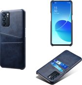 Back Cover met Opbergvakjes + PMMA Screenprotector voor OPPO Reno6 5G _ Blauw