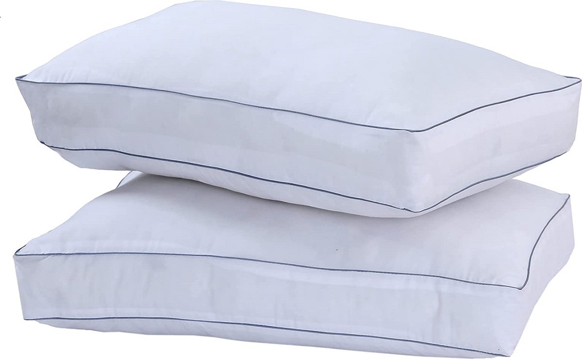 Noblesse Hoofdkussen-Boxkussen-Slaapkussen Geschikt voor rug en zijslapers- Veerkrachtig-Ventilerend – Wasbaar-Anti Allergie -Antibacterieel- Anti-huisstofmijt -60x50x10 cm-Wit -Set van 2 stuks