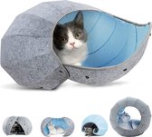 K-1 Kattenspeelgoed, ballen, indoor, kattentunnel, tube, interactieve 8-in-1 bedhol, condos, draagbaar en opvouwbaar, multifunctioneel krasbestendig speeltje (M, blauw)