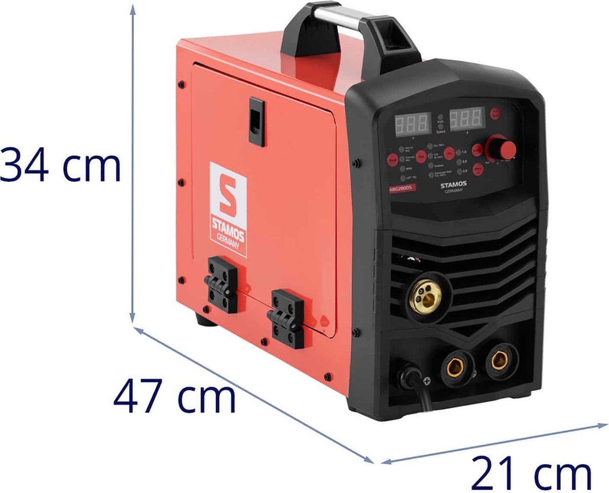 Poste à Souder MIG/MAG 200A Stamos Germany - Inverter IGBT, TIG Liftarc, MMA, Flux, Duty Cycle 60%
