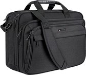 EMPSIGN Sacoche pour ordinateur portable pour homme et femme 17,3 pouces, sac à bandoulière étanche extensible avec poches RFID pour voyage/affaires/école, noir