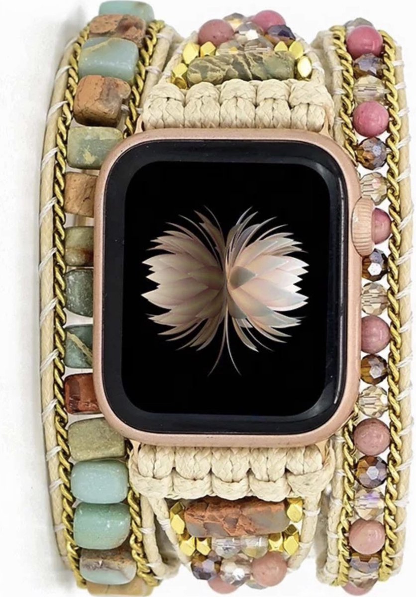 Apple Watch bohemian horloge bandje 42-44-45 mm Natuursteen Kralen Wikkelband Ibiza stijl