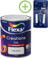 Flexa Creations - Lak Hoogglans - Wild Dove - 750 ml + Flexa Lakroller - 4 delig