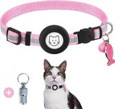 PeekGuard - Kattenhalsband geschikt voor Apple AirTag - Halsband kat met Airtag Houder - Reflecterend & Comfortabel - Veiligheidssluiting & Kras -en waterbestendig - Incl. Adreskoker - Candy Roze