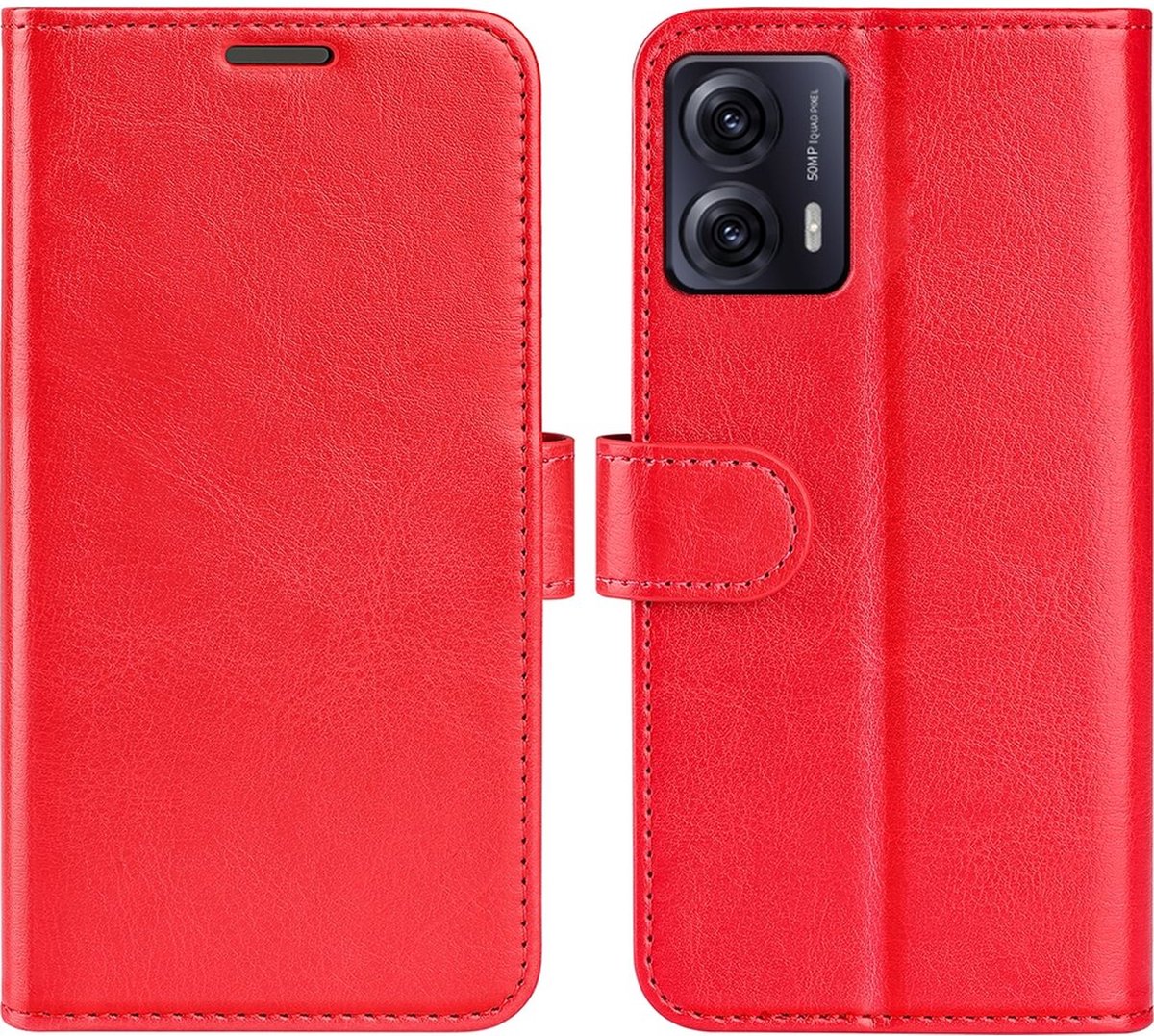 Mobigear Telefoonhoesje geschikt voor Motorola Moto G53 5G Hoesje | Mobigear Basic Bookcase Portemonnee | Pasjeshouder voor 3 Pasjes | Telefoonhoesje voor Pinpas / OV Kaart / Rijbewijs - Rood