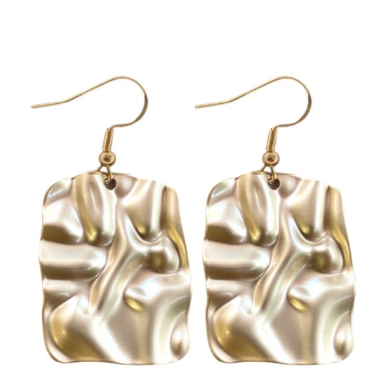 Zilveren oorhangers -goudkleurige-Satijn-Charme Bijoux