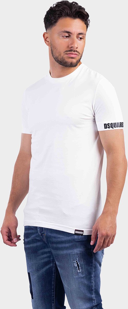 Dsquared2 Tape Logo T-shirt Heren Wit - Maat: XL