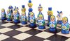 Afbeelding van het spelletje Babushka Blue schaakset - Opklapbaar Decoratieve Schaakbord met Schaakstukken - Koning 90mm - Schaakbord 420x210