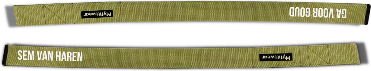 Myfittwear - Lifting straps groen - Met jouw eigen tekst - Custom - Hoogwaardige kwaliteit