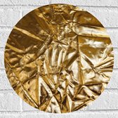 Muursticker Cirkel - Gekreukelde Gouden Stof - 40x40 cm Foto op Muursticker