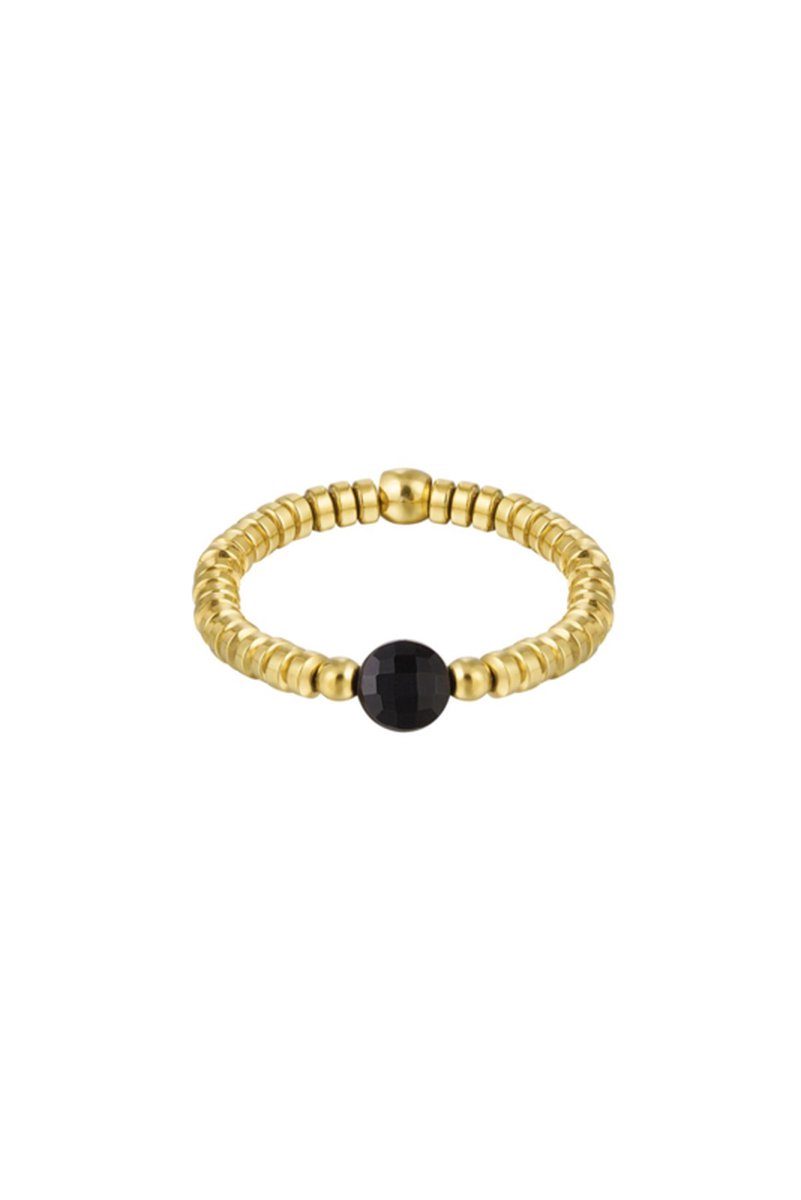 Elastieken Ring Kralen Zwart - Natuurstenen One size | YEHWANG