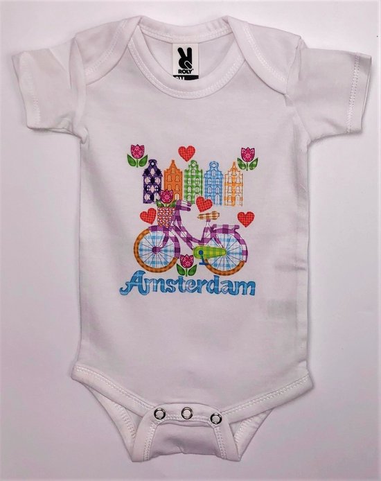 Romper wit Amsterdam fiets baby's