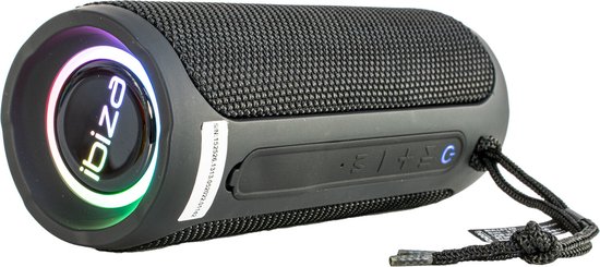 BULLET20 - IBIZA - 20W Batterijgevoede 360° Draagbare Bluetooth Luidspreker met LED Lichtringen en TWS - Zwart