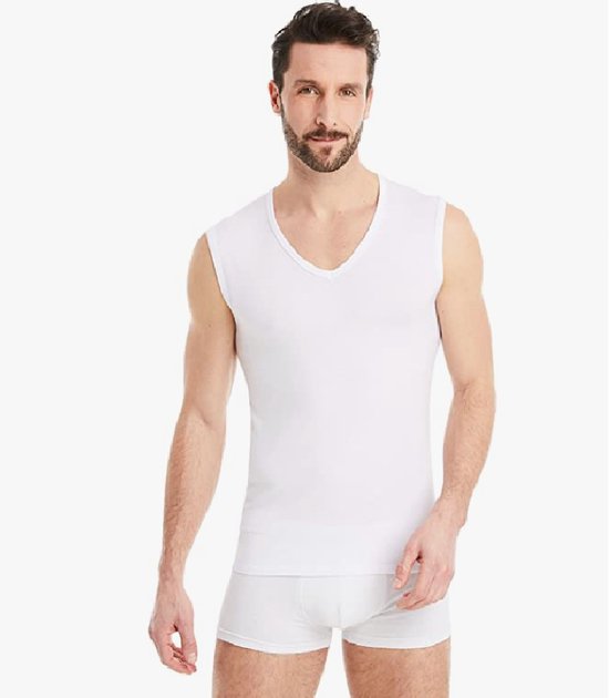T-shirt - Mouwloos - V hals - 5 pack - Onderhemd - Maat XL - Wit