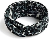 Trendy haarband luipaardprint grijs - zachte haarband - elastisch - hoofdband - dames