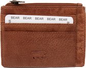 Porte-cartes en cuir Felix Bear Design avec poche zippée - Cognac