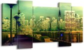 GroepArt - Schilderij - Steden - Geel, Blauw, Groen - 120x65 5Luik - Foto Op Canvas - GroepArt 6000+ Schilderijen 0p Canvas Art Collectie - Wanddecoratie