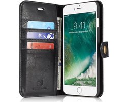 Hoesje Geschikt voor Apple iPhone 7 Plus / 8 Plus Portemonnee Echt Leer Zwart