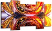 GroepArt - Schilderij - Abstract - Rood, Geel, Grijs - 120x65 5Luik - Foto Op Canvas - GroepArt 6000+ Schilderijen 0p Canvas Art Collectie - Wanddecoratie