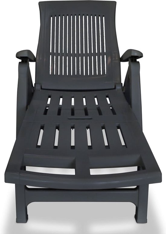 vidaXL Chaise longue avec repose-pieds plastique anthracite | bol