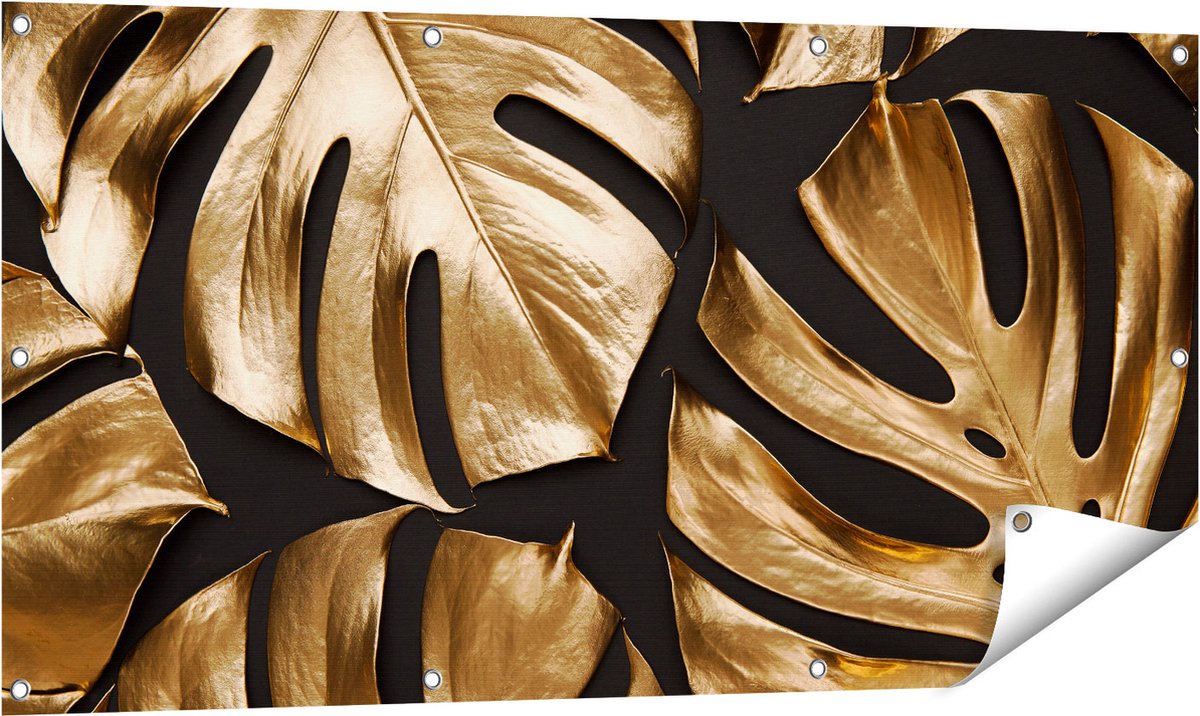 Gards Tuinposter Gouden Bladeren - 120x60 cm - Tuindoek - Tuindecoratie - Wanddecoratie buiten - Tuinschilderij Multikleur