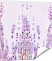 Gards Tuinposter Paarse Lavendel Bloemen - 70x70 cm - Tuindoek - Tuindecoratie - Wanddecoratie buiten - Tuinschilderij