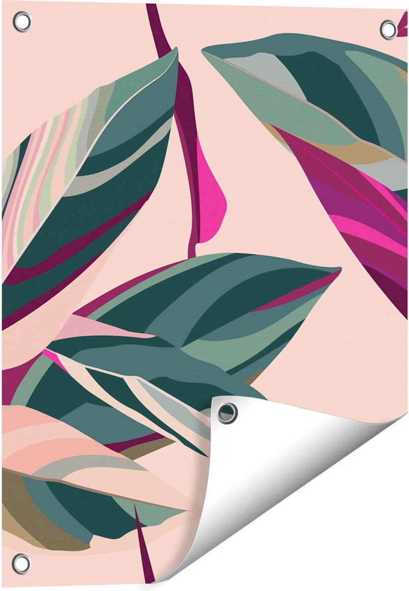 Gards Tuinposter Bloem Bladeren - Bloemen - Abstract - 40x50 cm - Tuindoek - Tuindecoratie - Wanddecoratie buiten - Tuinschilderij Multikleur